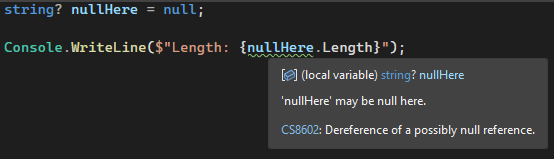 Warning	CS8602	Dereference of a possibly null reference.
