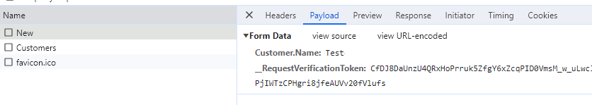 Request’s payload with form content