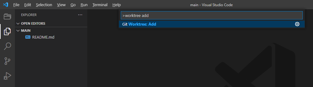 Adding a working tree with Git Worktrees extension for VS Code