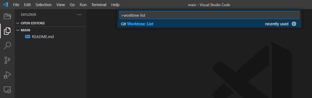 Changing to a working tree with Git Worktrees extension for VS Code